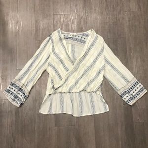 Long sleeve low cut blouse